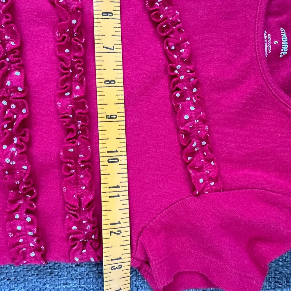 Gymboree Girls Red Dot Ruffle 100% Cotton Short Sleeve T-Shirt Size 6
